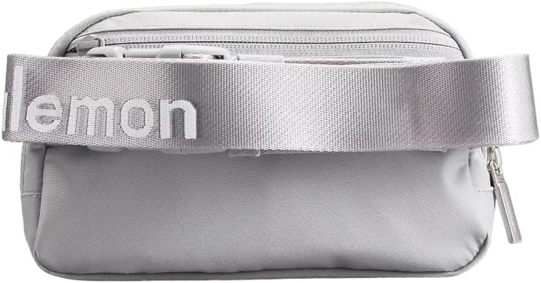 Lululemon Everywhere Belt Bag, Athletica Fanny Packs, Crossbody Gym Bags, Fashion Waist Packs with Adjustable Strap - Silver Drop/White