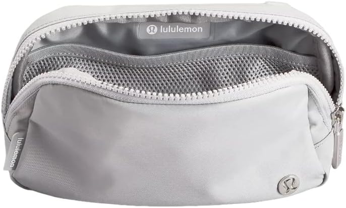 Lululemon Everywhere Belt Bag, Athletica Fanny Packs, Crossbody Gym Bags, Fashion Waist Packs with Adjustable Strap - Silver Drop/White